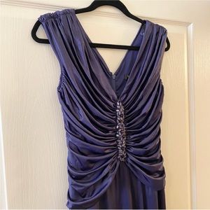 TADASHI SHOJI Purple Ruched Sleeveless Gown w/ Gems - S
